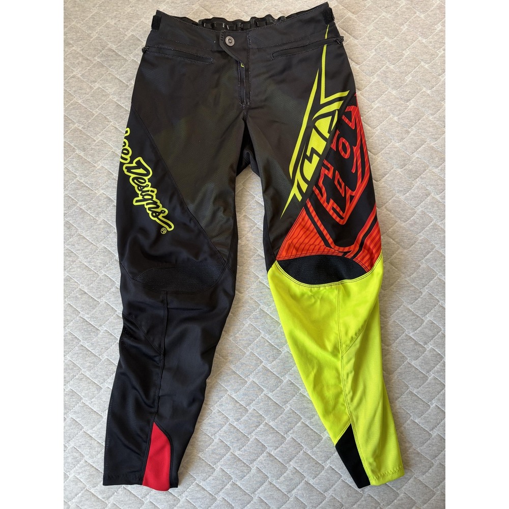 Troy Lee Designs Pants Mens 34 Black Yellow‎ Red Motocross MTB BMX Racing Enduro